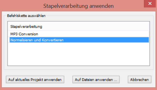 Makro in Audacity anwenden
