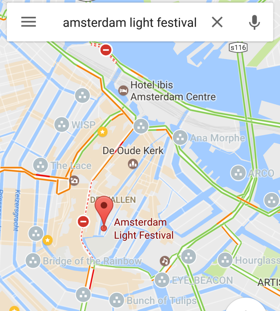 Alle Objekte zum Amsterdam Light Festival in Google Maps