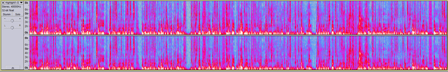 Die Audacity Spectralformen wirken schrill, geben aber die entsprechenden Soundinformationen visuell wieder.