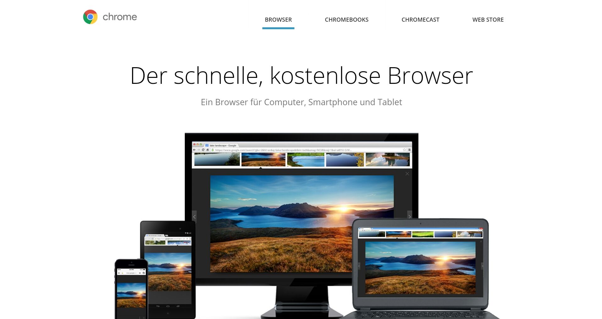 Chrome-Download-Seite im Screenshot