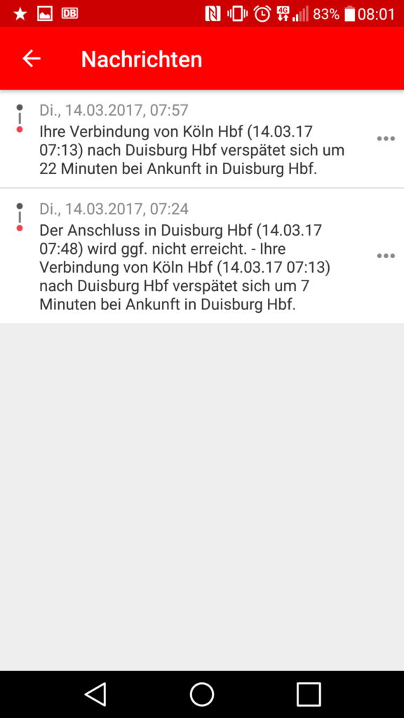 So sehen Störungsmeldungen des Streckenagenten der Deutschen Bahn aus.