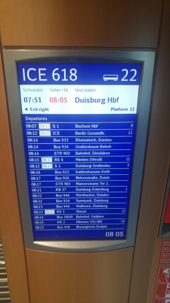 Die neuen Anzeigen im ICE3 bieten eine größere Übersicht über die Anschlusszüge