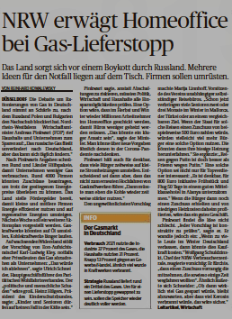 Ein Beispiel der Aritkel-Zeitungsansicht in Pressreader von der Titelseite der Rheinischen Post vom 30.04.2022.