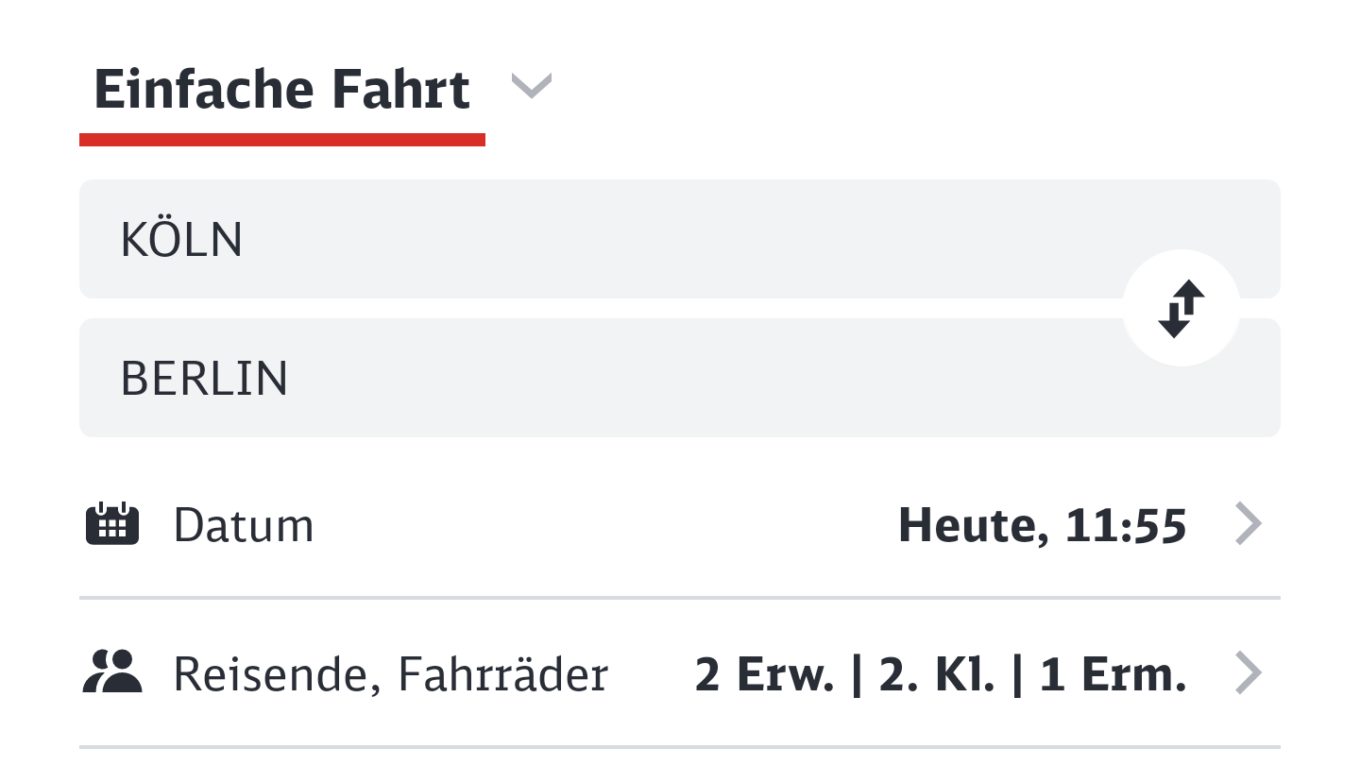 Der Next DB Navigator im Start-Screen mit der Übersicht der Funktionen.