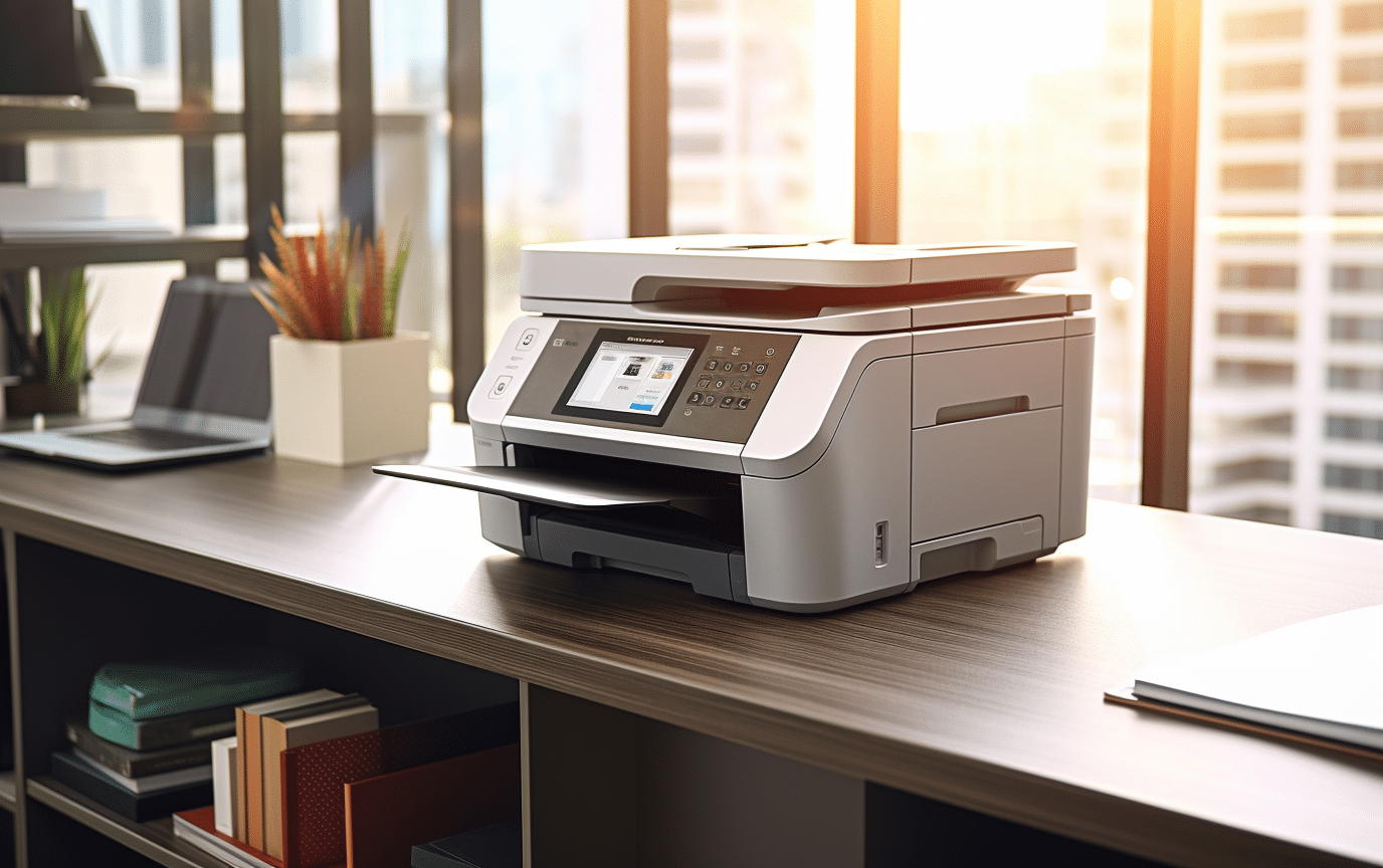 Ein Drucker auf einem Schrank, generiert mit Midjourney